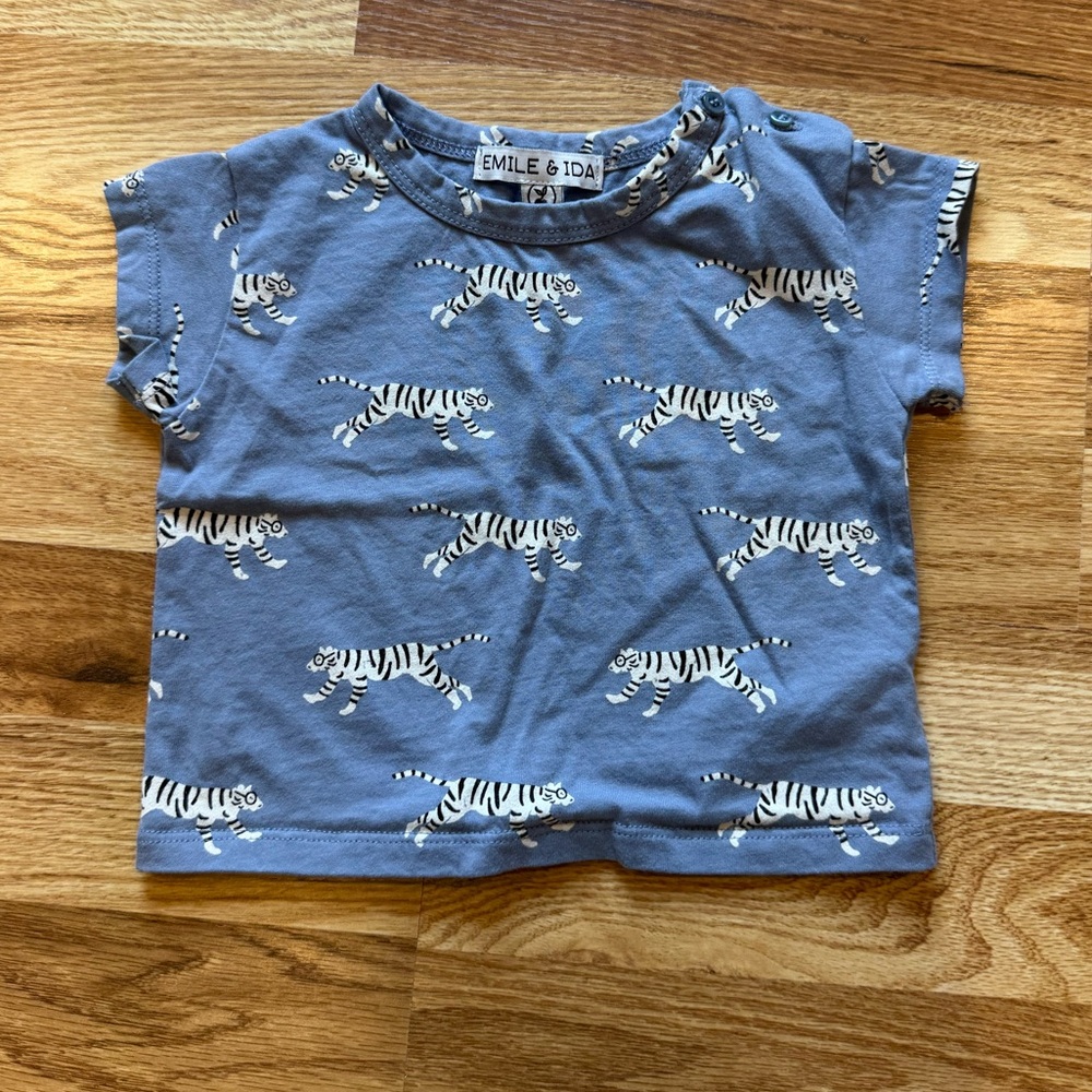 Emile & Ida Blue Tiger Print Shirt